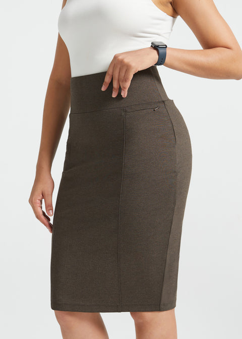 PRESALE ⏰ Power Down Pencil Skirt | High Waist (Heather Brown)