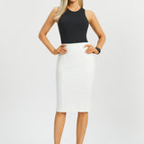 Power Down Pencil Skirt | High Waist (Star White)