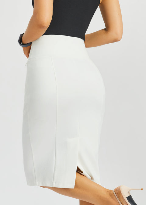 Power Down Pencil Skirt | High Waist (Star White)