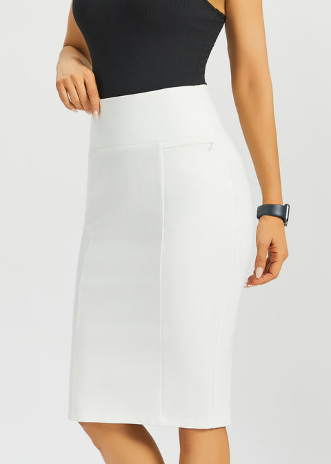 Power Down Pencil Skirt | High Waist (Star White)