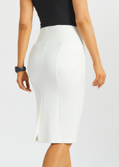 Power Down Pencil Skirt | High Waist (Star White)