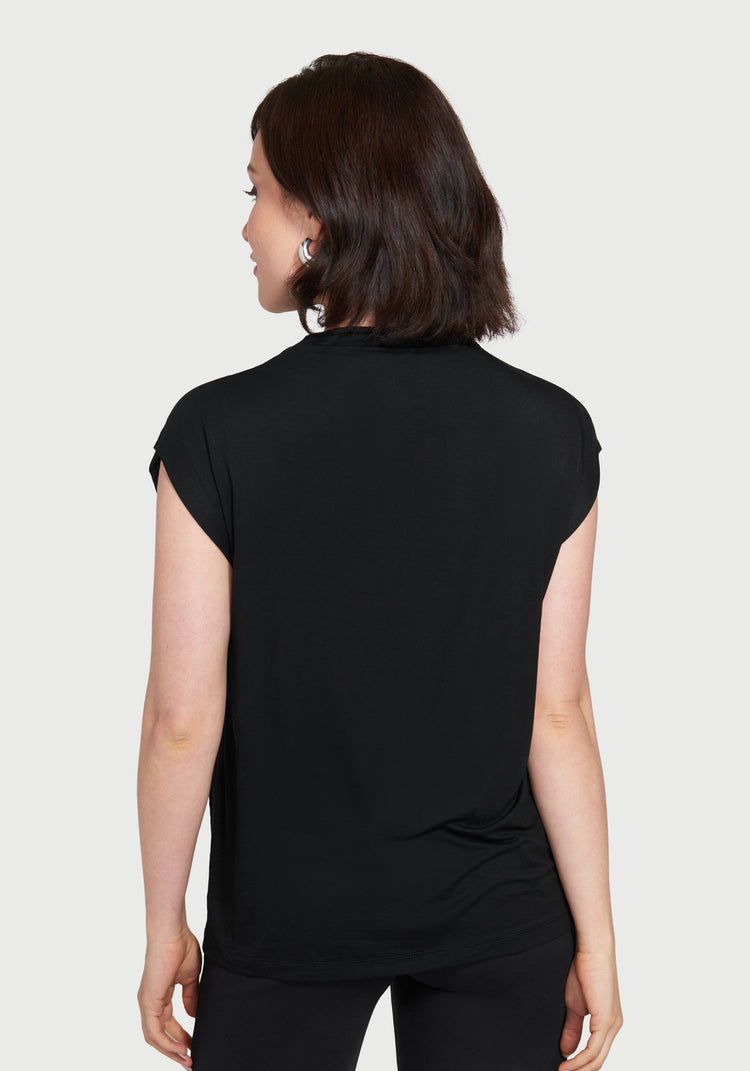 Cap Sleeve Mockneck (Black)