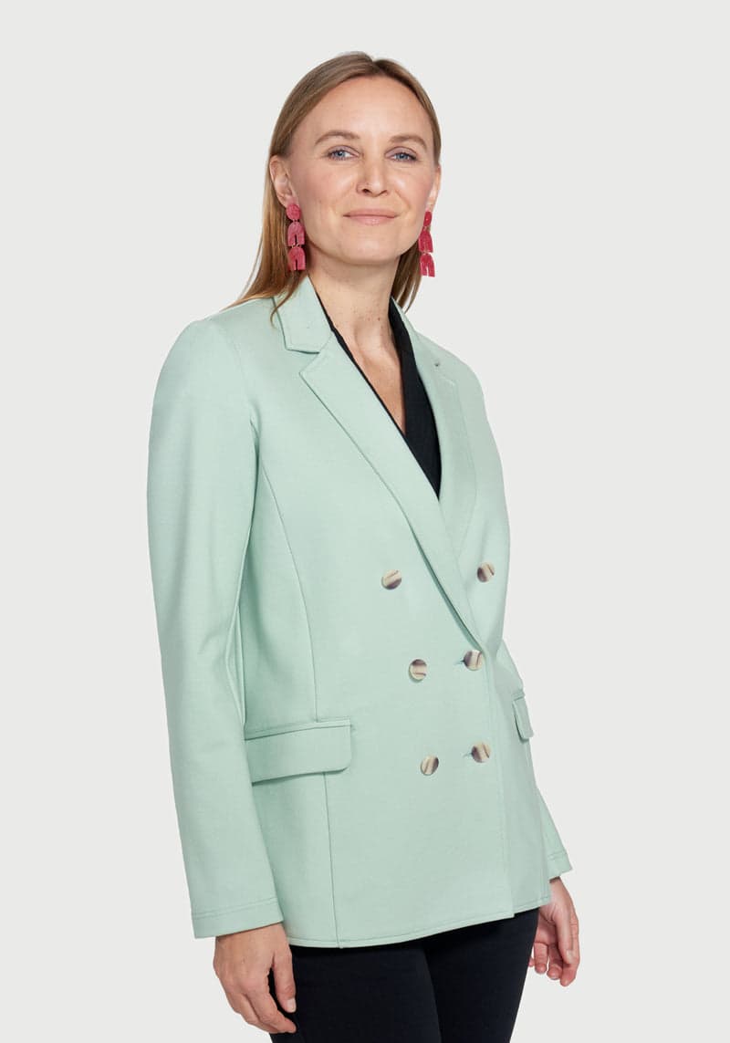 Double Breasted Blazer (Muted Mint)