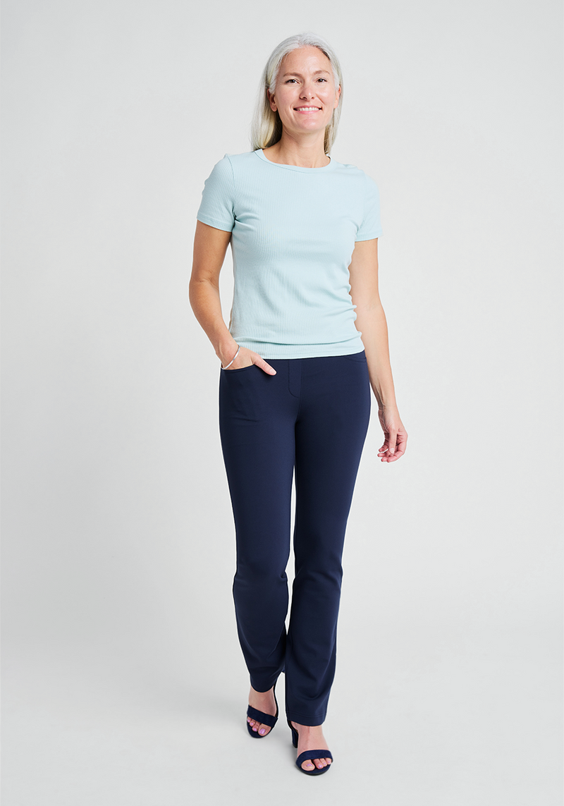 Straight-Leg | 7-Pocket Dress Pant Yoga Pants (Navy)