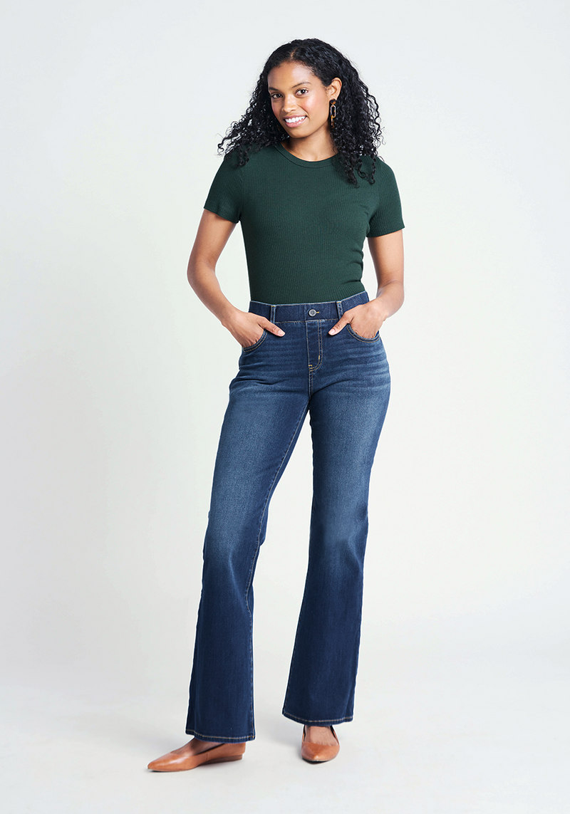 Boot-Cut | 4-Pocket Betabrand Yoga Denim (Dark Vintage Wash)