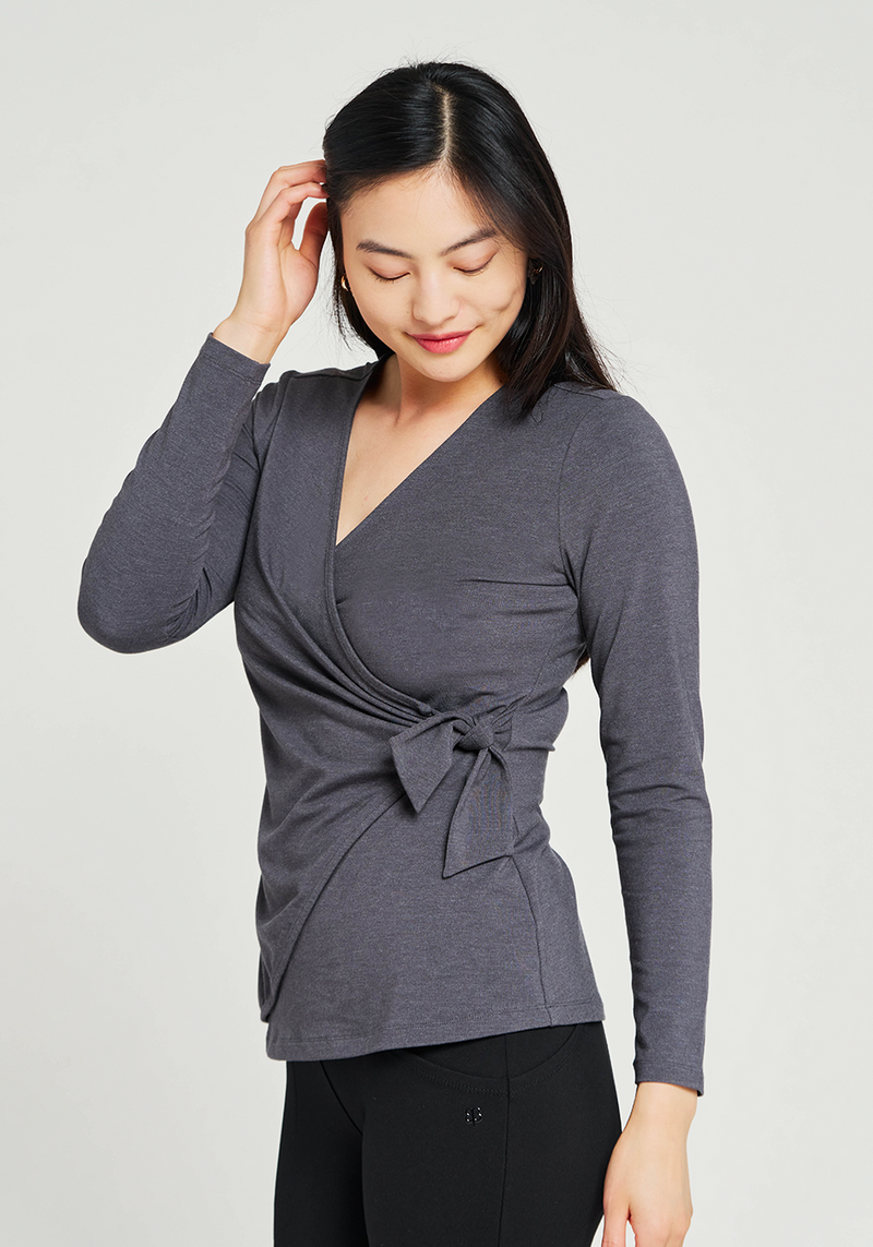 Karen Wrap Top (Charcoal)