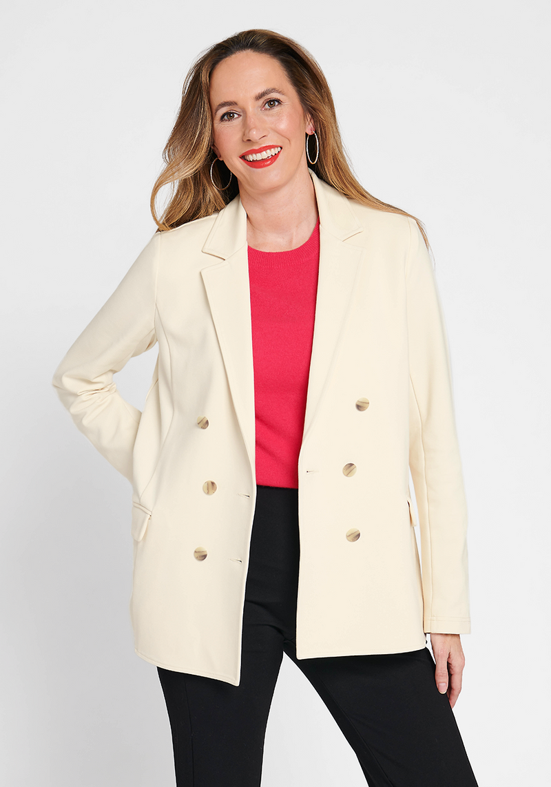 Double-Breasted Blazer (Coconut Cream) | Betabrand