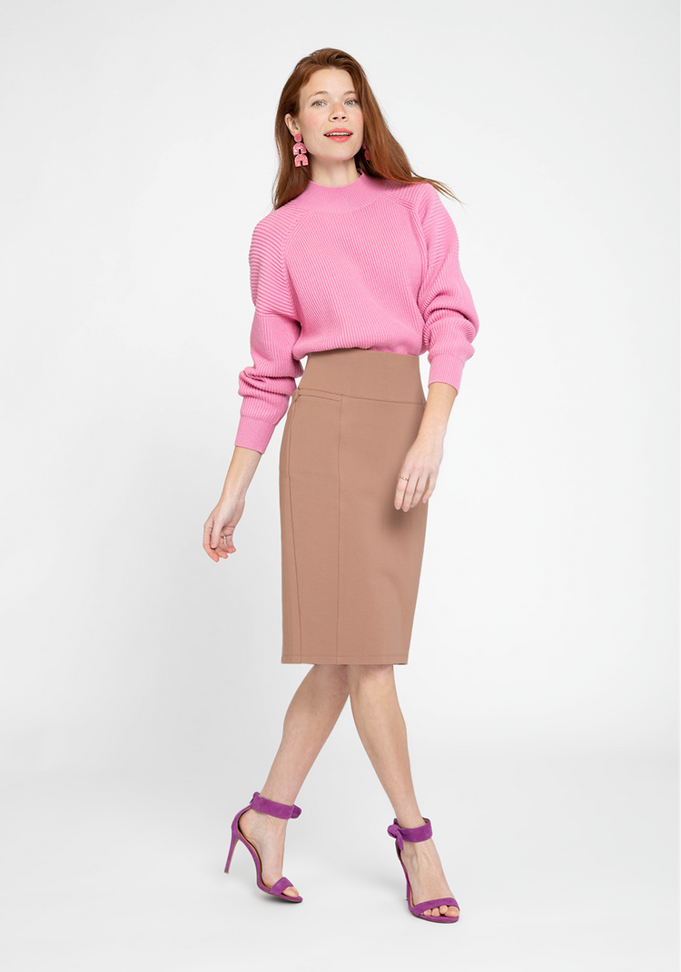 Power Down Pencil Skirt Equestrian Tan Betabrand