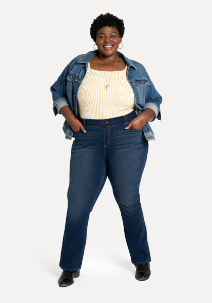 Straight Leg 4 Pocket Betabrand Yoga Denim Dark Vintage Wash